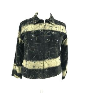 Chicos Geometric Print Gradient Zip Jacket Size 16